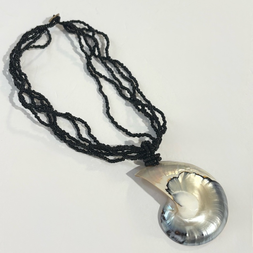 Beautiful Nautilus Shell Multi Strand Beaded Necklace